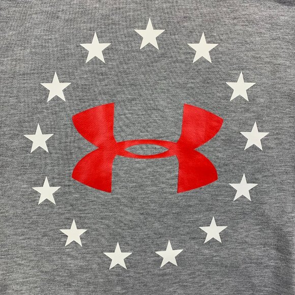 Under Armour Mens Sweater Medium Gray Hoodie Long Sleeve Canada Flag Big Logo - Picture 2 of 9
